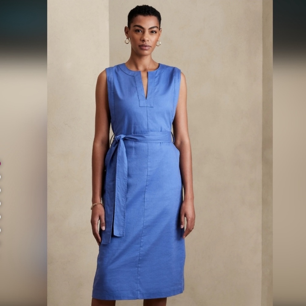 Banana Republic Blue Wrap Tie Front Midi Dress